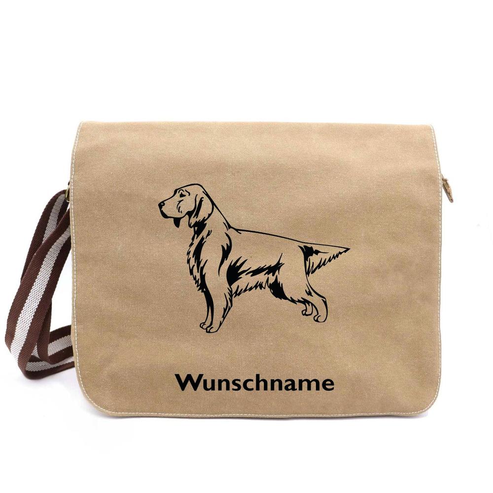 Englischer Setter - Canvas Schultertasche Messenger mit Namen - Tierisch tolle Geschenke