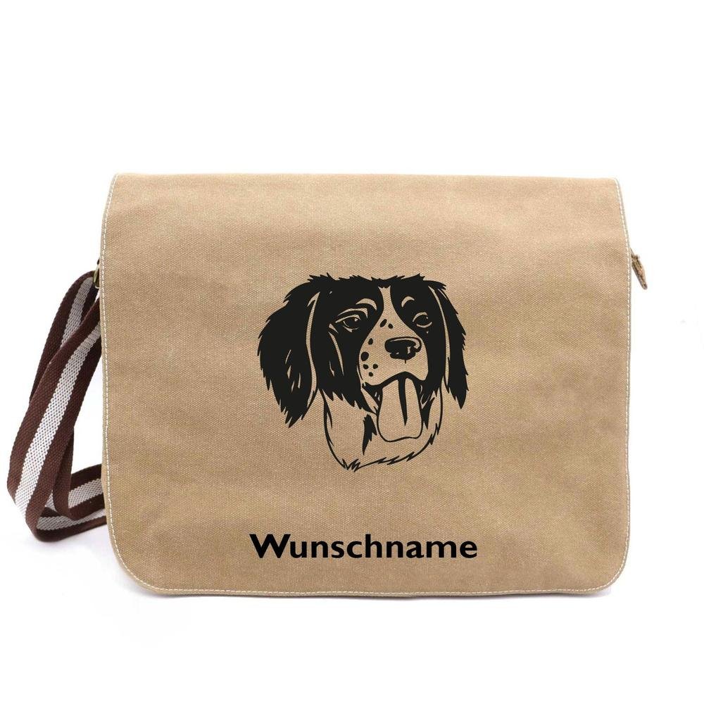 Epagneul Breton Brittany Spaniel - Canvas Schultertasche Messenger mit Namen - Tierisch tolle Geschenke