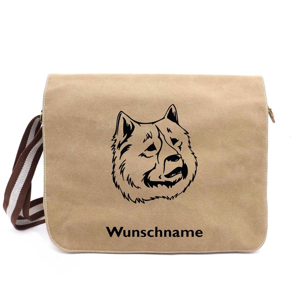 Eurasier - Canvas Schultertasche Messenger mit Namen - Tierisch tolle Geschenke