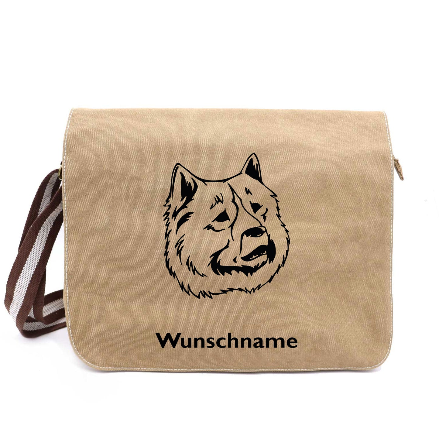 Eurasier - Canvas Schultertasche Messenger mit Namen