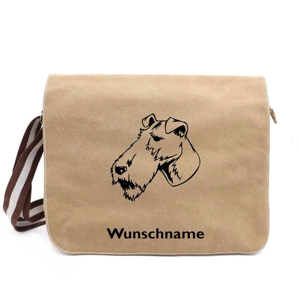 Foxterrier Drahthaar 2 - Canvas Schultertasche Messenger mit Namen - Tierisch tolle Geschenke