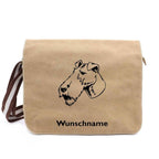 Foxterrier Drahthaar 2 - Canvas Schultertasche Messenger mit Namen - Tierisch tolle Geschenke