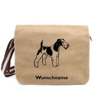 Foxterrier Drahthaar - Canvas Schultertasche Messenger mit Namen - Tierisch tolle Geschenke
