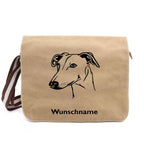 Galgo - Canvas Schultertasche Messenger mit Namen - Tierisch tolle Geschenke