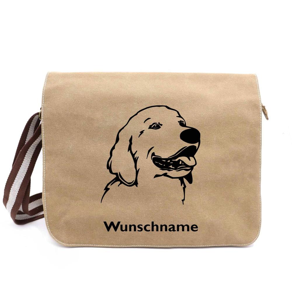 Golden Retriever 1 - Canvas Schultertasche Messenger mit Namen - Tierisch tolle Geschenke