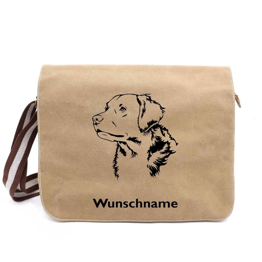Golden Retriever - Canvas Schultertasche Messenger mit Namen - Tierisch tolle Geschenke