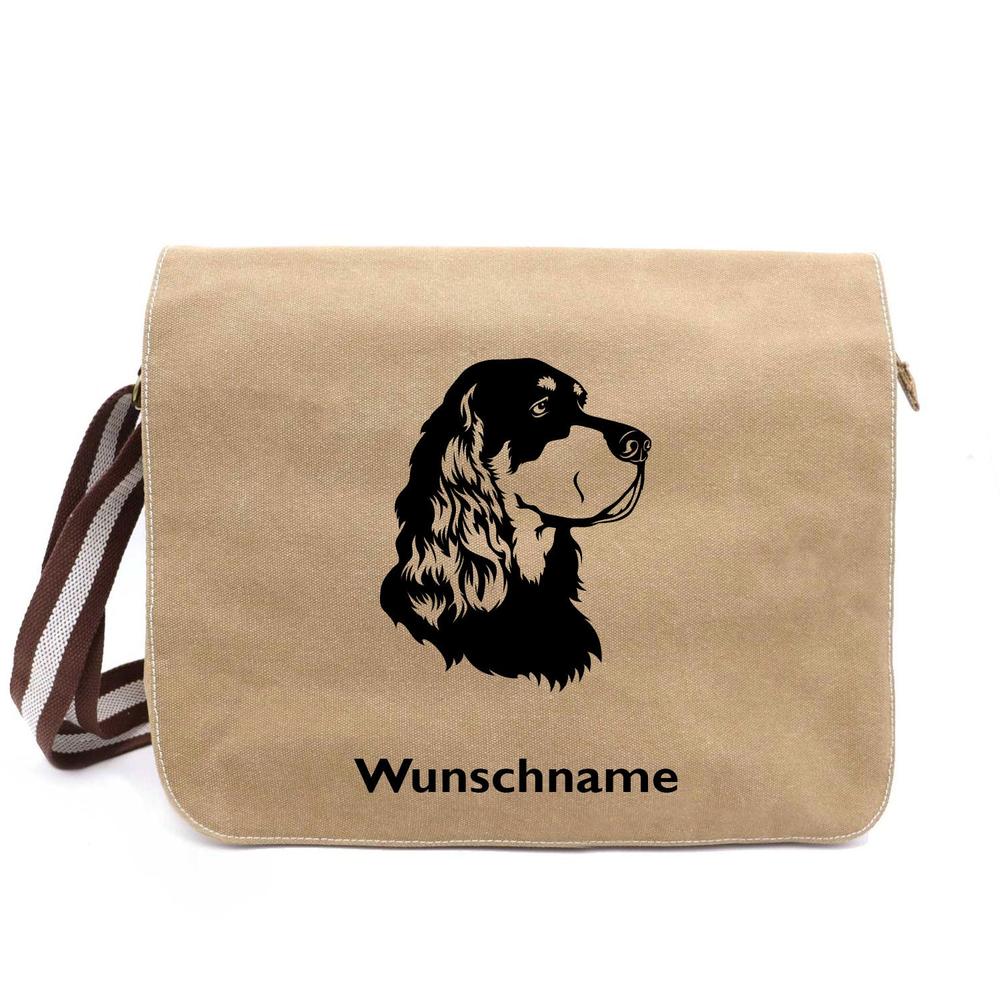Gordon Setter - Canvas Schultertasche Messenger mit Namen - Tierisch tolle Geschenke