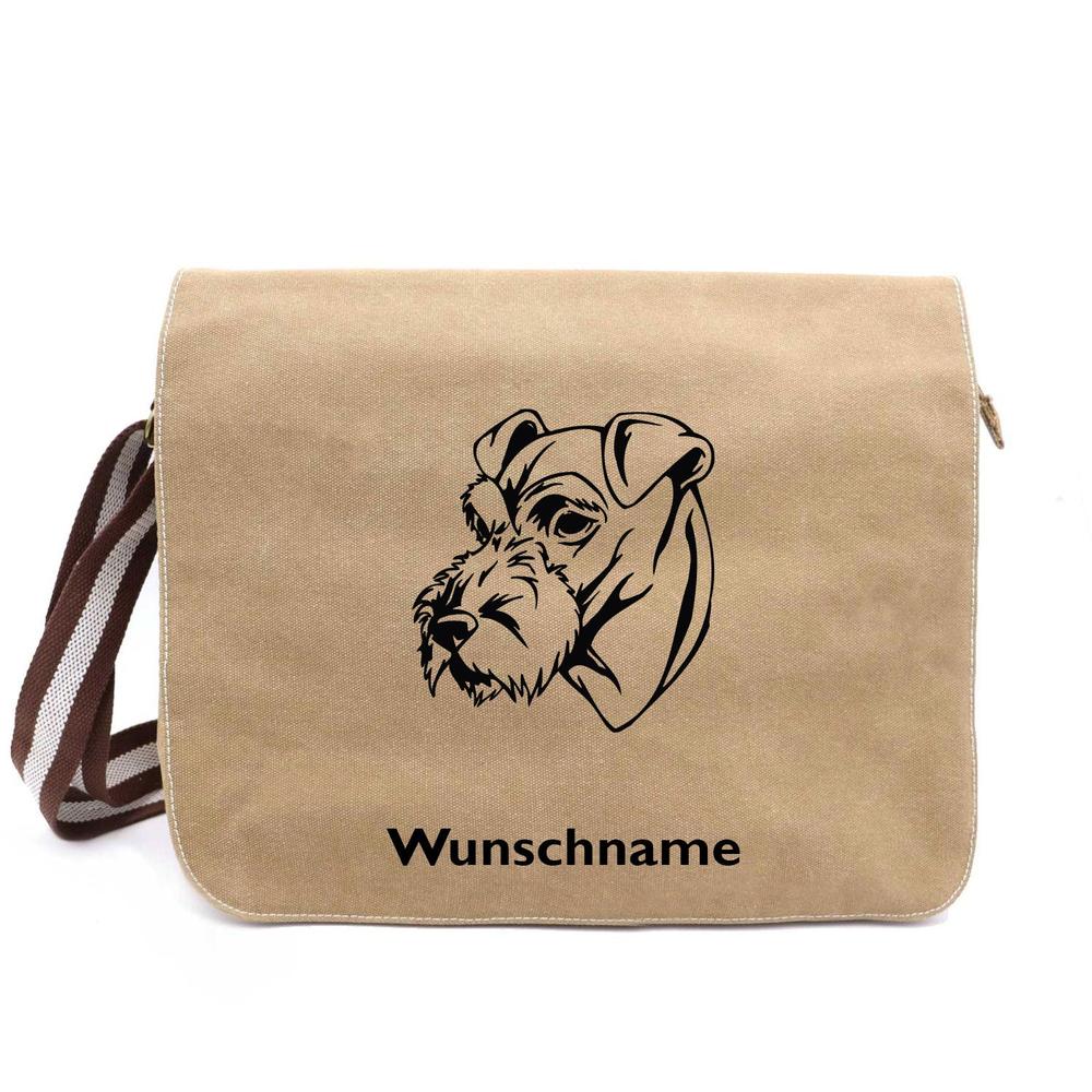 Irish Terrier - Canvas Schultertasche Messenger mit Namen - Tierisch tolle Geschenke