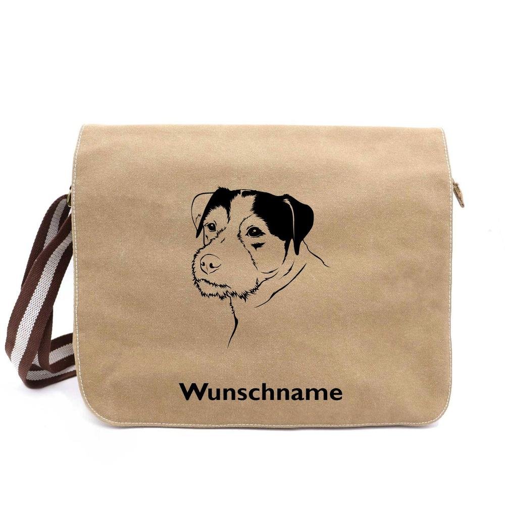 Jack Russell Terrier - Canvas Schultertasche Messenger mit Namen - Tierisch tolle Geschenke