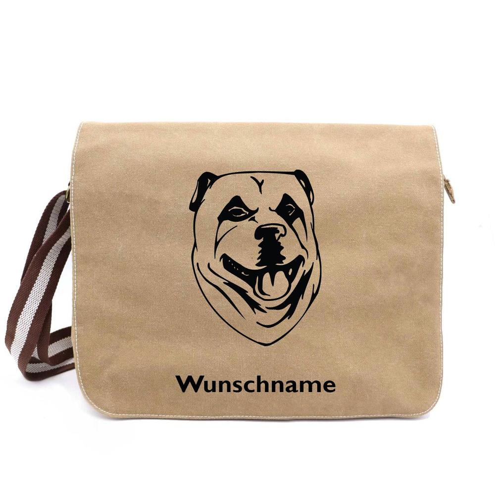 Kangal - Canvas Schultertasche Messenger mit Namen - Tierisch tolle Geschenke