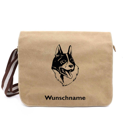 Karelischer Bärenhund - Canvas Schultertasche Messenger mit Namen