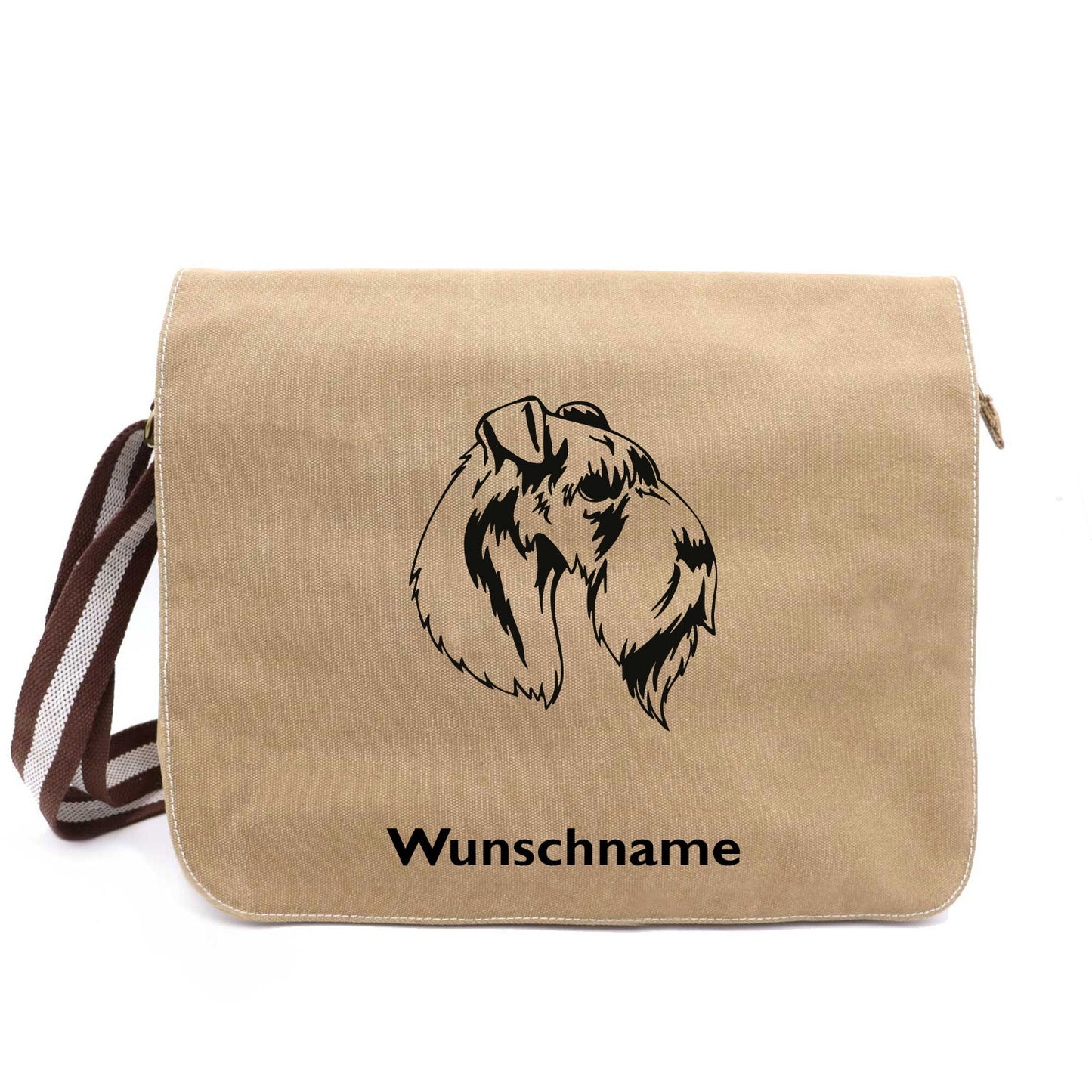 Kerry Blue Terrier - Canvas Schultertasche Messenger mit Namen