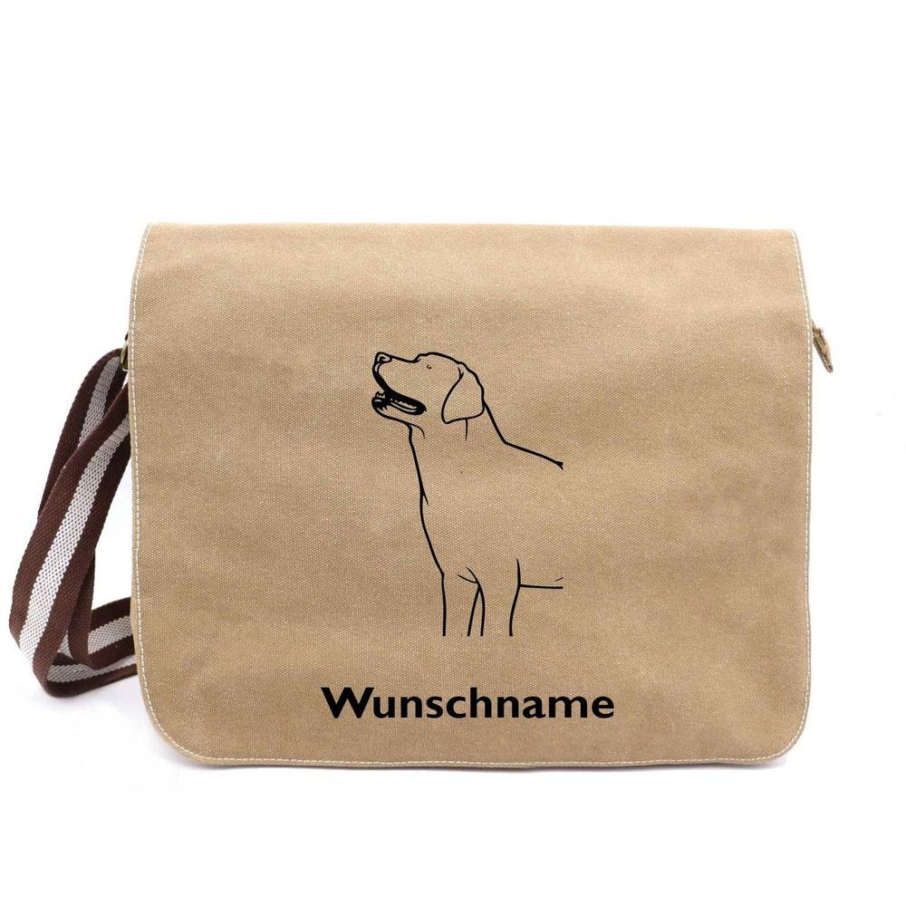 Labrador Retriever 3 - Canvas Schultertasche Messenger mit Namen - Tierisch tolle Geschenke