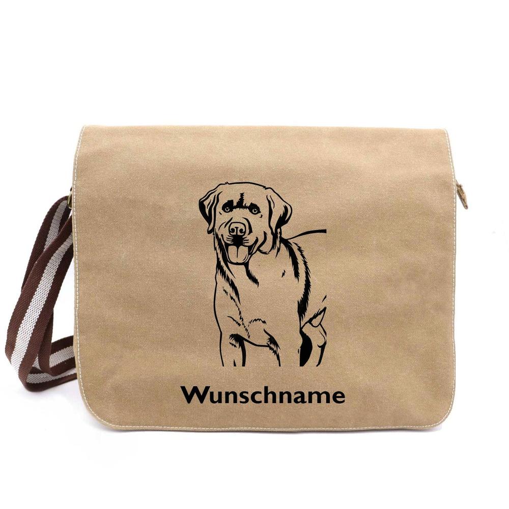 Labrador Retriever - Canvas Schultertasche Messenger mit Namen - Tierisch tolle Geschenke
