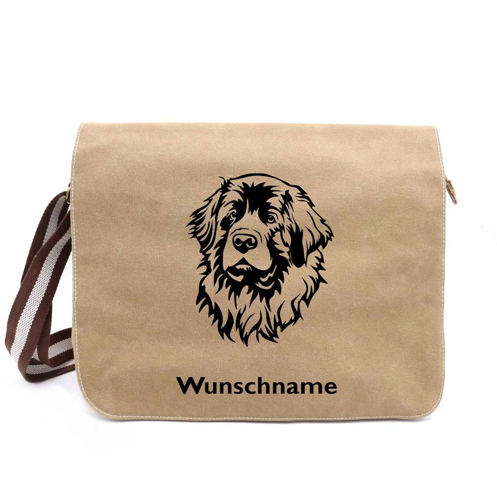 Leonberger 1 - Canvas Schultertasche Messenger mit Namen - Tierisch tolle Geschenke
