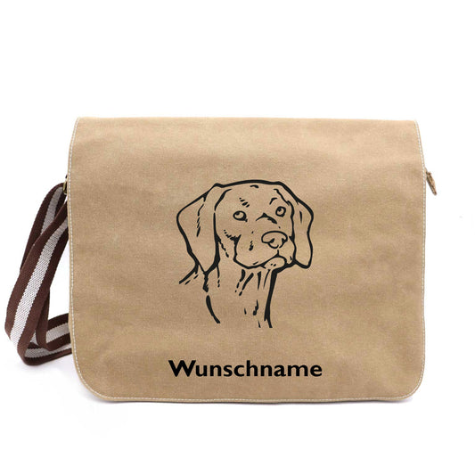 Vizsla 1 - Canvas Schultertasche Messenger mit Namen