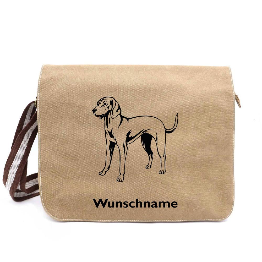 Vizsla 2 - Canvas Schultertasche Messenger mit Namen - Tierisch tolle Geschenke