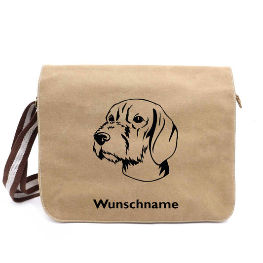 Vizsla Kurzhaar - Canvas Schultertasche Messenger mit Namen