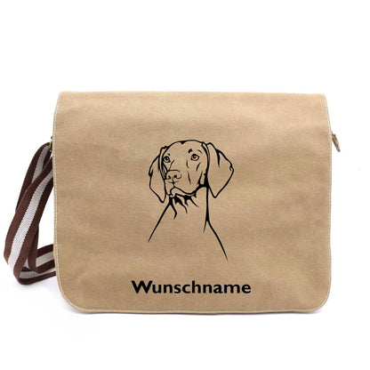 Vizsla 4 - Canvas Schultertasche Messenger mit Namen