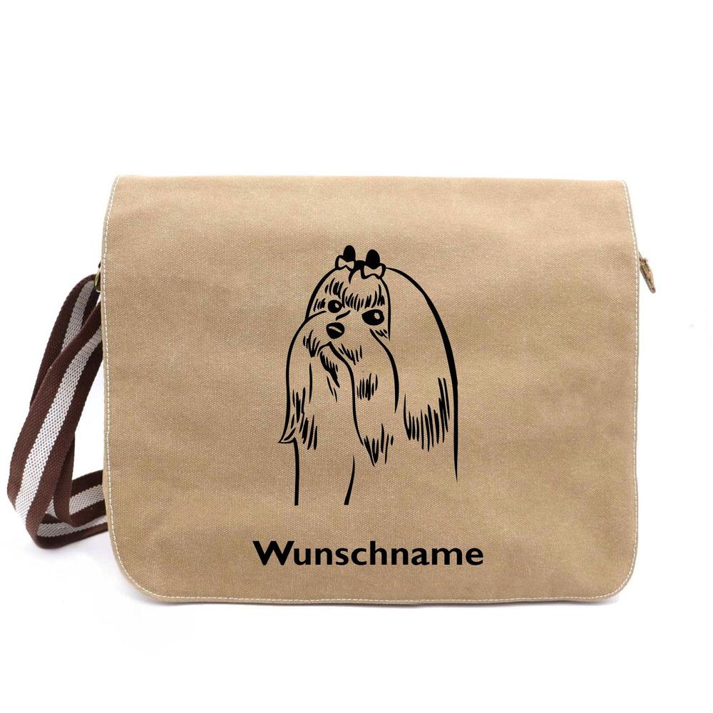 Malteser - Canvas Schultertasche Messenger mit Namen - Tierisch tolle Geschenke