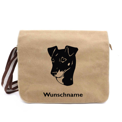 Manchester Terrier - Canvas Schultertasche Messenger mit Namen