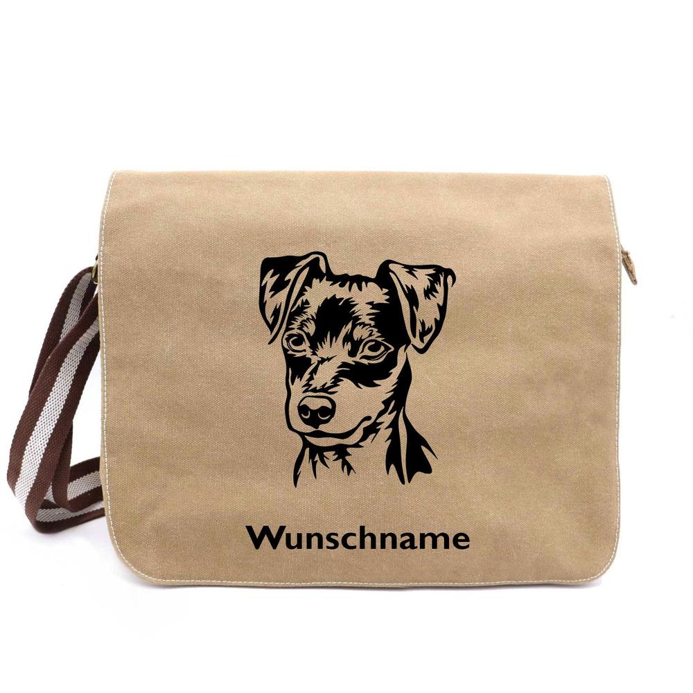 Miniatur Pinscher - Canvas Schultertasche Messenger mit Namen - Tierisch tolle Geschenke