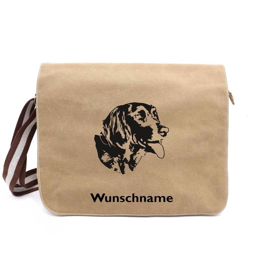 Münsterländer - Canvas Schultertasche Messenger mit Namen - Tierisch tolle Geschenke