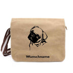 Mops 1 - Canvas Schultertasche Messenger mit Namen - Tierisch tolle Geschenke