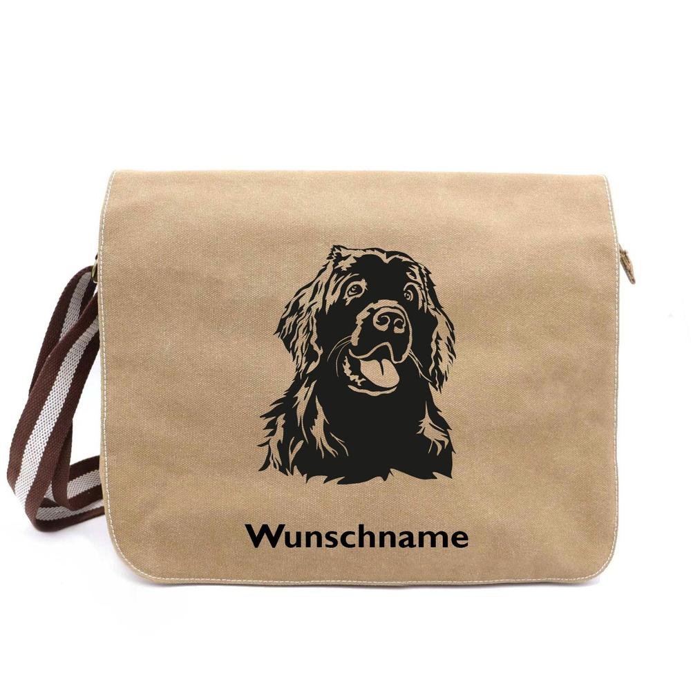 Neufundländer - Canvas Schultertasche Messenger mit Namen - Tierisch tolle Geschenke