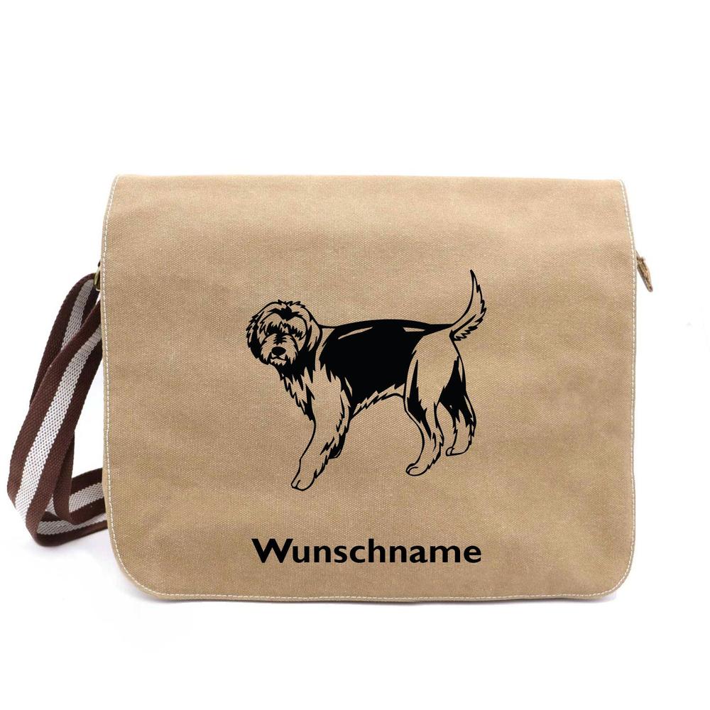 Otterhund - Canvas Schultertasche Messenger mit Namen - Tierisch tolle Geschenke
