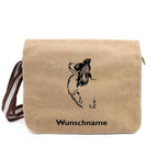 Papillon - Canvas Schultertasche Messenger mit Namen - Tierisch tolle Geschenke