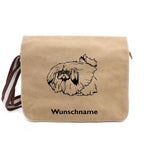 Pekinese - Canvas Schultertasche Messenger mit Namen - Tierisch tolle Geschenke