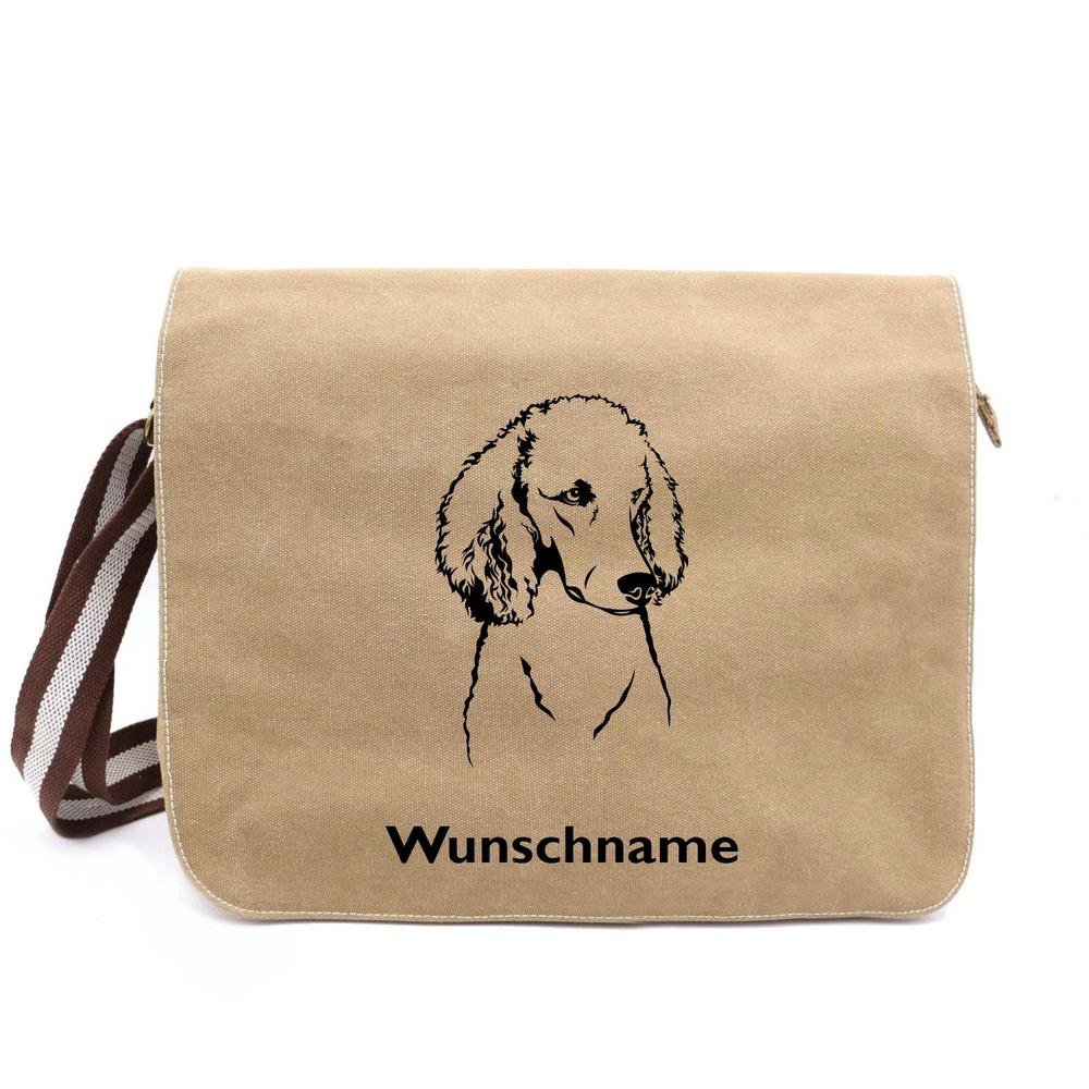 Pudel 1 - Canvas Schultertasche Messenger mit Namen - Tierisch tolle Geschenke