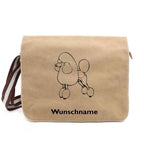 Pudel - Canvas Schultertasche Messenger mit Namen - Tierisch tolle Geschenke