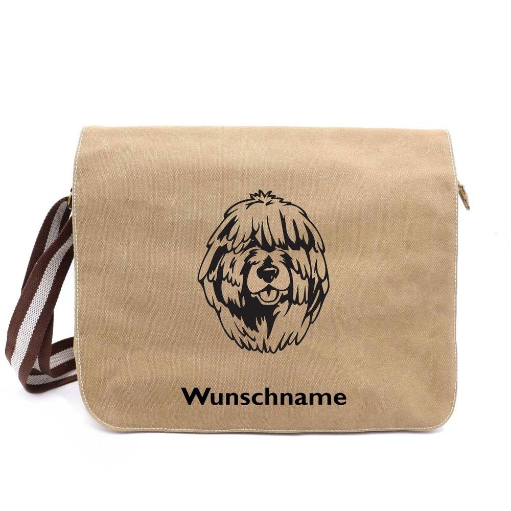 Puli - Canvas Schultertasche Messenger mit Namen - Tierisch tolle Geschenke