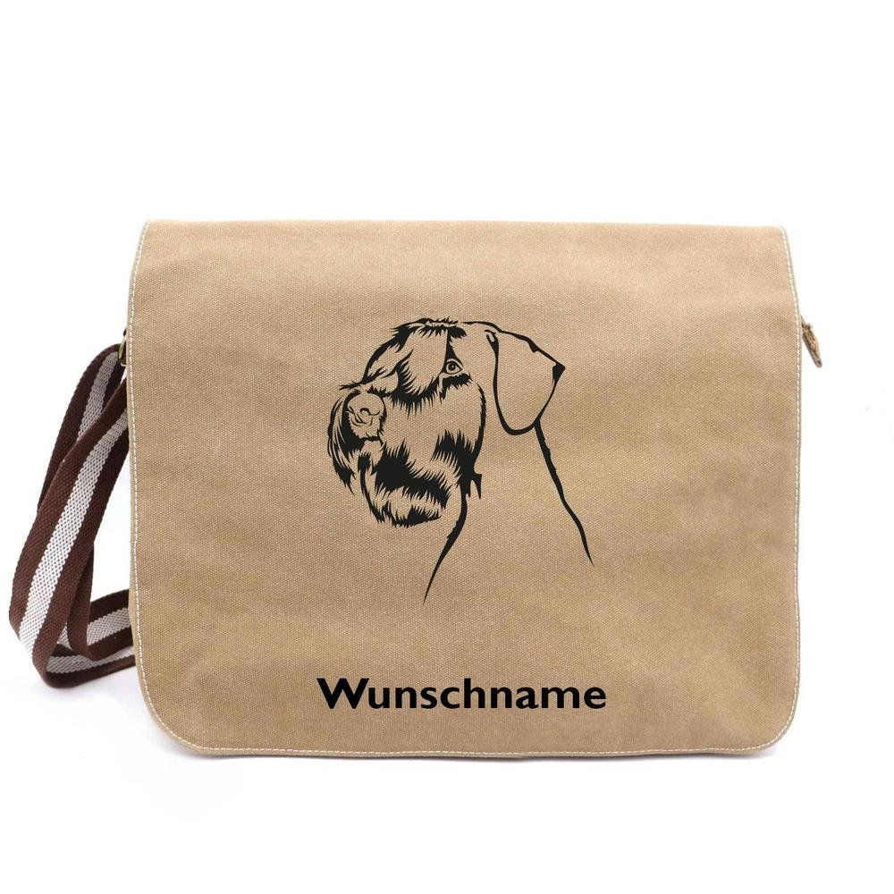 Riesenschnauzer 1 - Canvas Schultertasche Messenger mit Namen - Tierisch tolle Geschenke