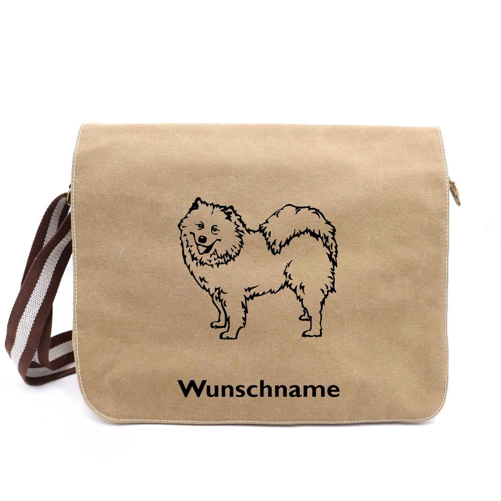 Samojede 1 - Canvas Schultertasche Messenger mit Namen - Tierisch tolle Geschenke