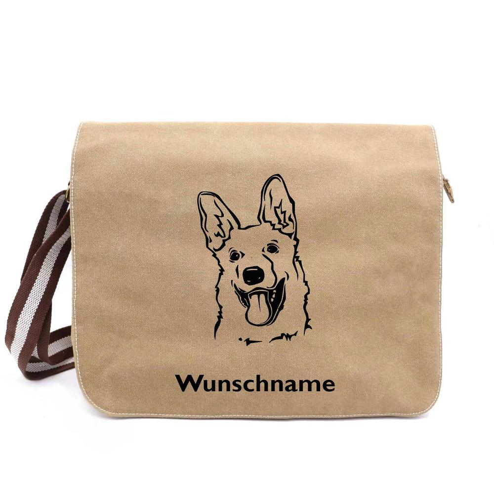 Schäferhund 1 - Canvas Schultertasche Messenger mit Namen - Tierisch tolle Geschenke