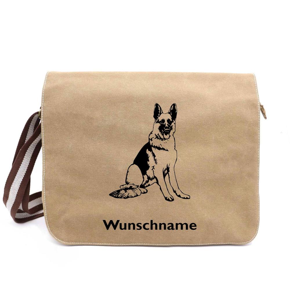 Schäferhund 5 - Canvas Schultertasche Messenger mit Namen - Tierisch tolle Geschenke