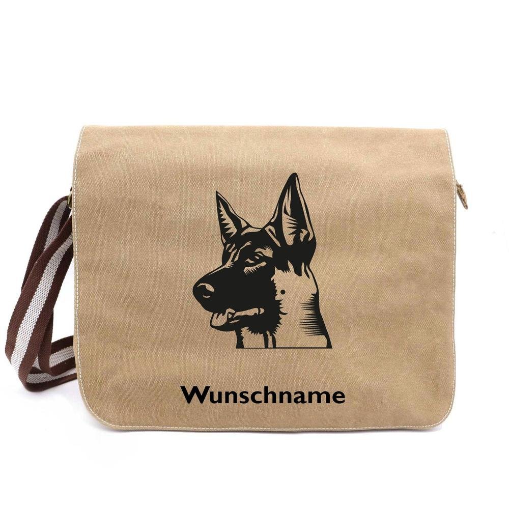 Schäferhund 6 - Canvas Schultertasche Messenger mit Namen - Tierisch tolle Geschenke