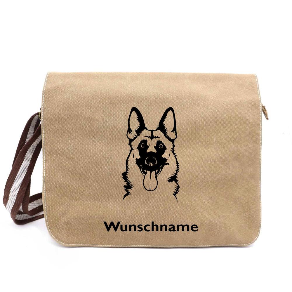 Schäferhund 7 - Canvas Schultertasche Messenger mit Namen - Tierisch tolle Geschenke