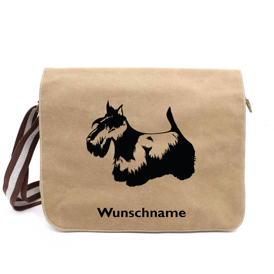 Scottish Terrier 5 - Canvas Schultertasche Messenger mit Namen