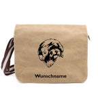 Spanischer Wasserhund - Canvas Schultertasche Messenger mit Namen - Tierisch tolle Geschenke