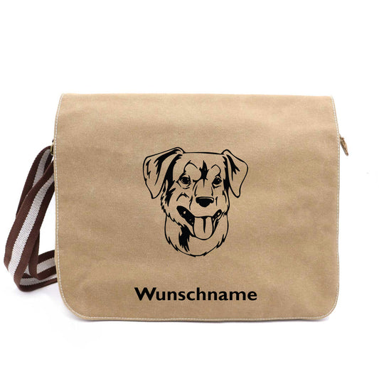 Österreichischer Pinscher - Canvas Schultertasche Messenger mit Namen