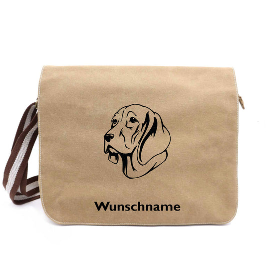 Weimaraner 2 - Canvas Schultertasche Messenger mit Namen