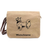 Welsh Corgi Pembroke - Canvas Schultertasche Messenger mit Namen - Tierisch tolle Geschenke