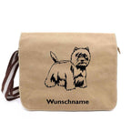 West Highland Terrier 3 - Canvas Schultertasche Messenger mit Namen - Tierisch tolle Geschenke