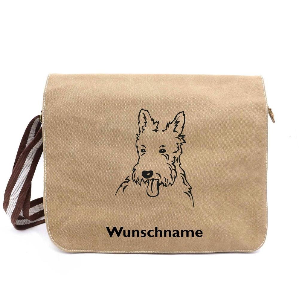 West Highland Terrier - Canvas Schultertasche Messenger mit Namen - Tierisch tolle Geschenke