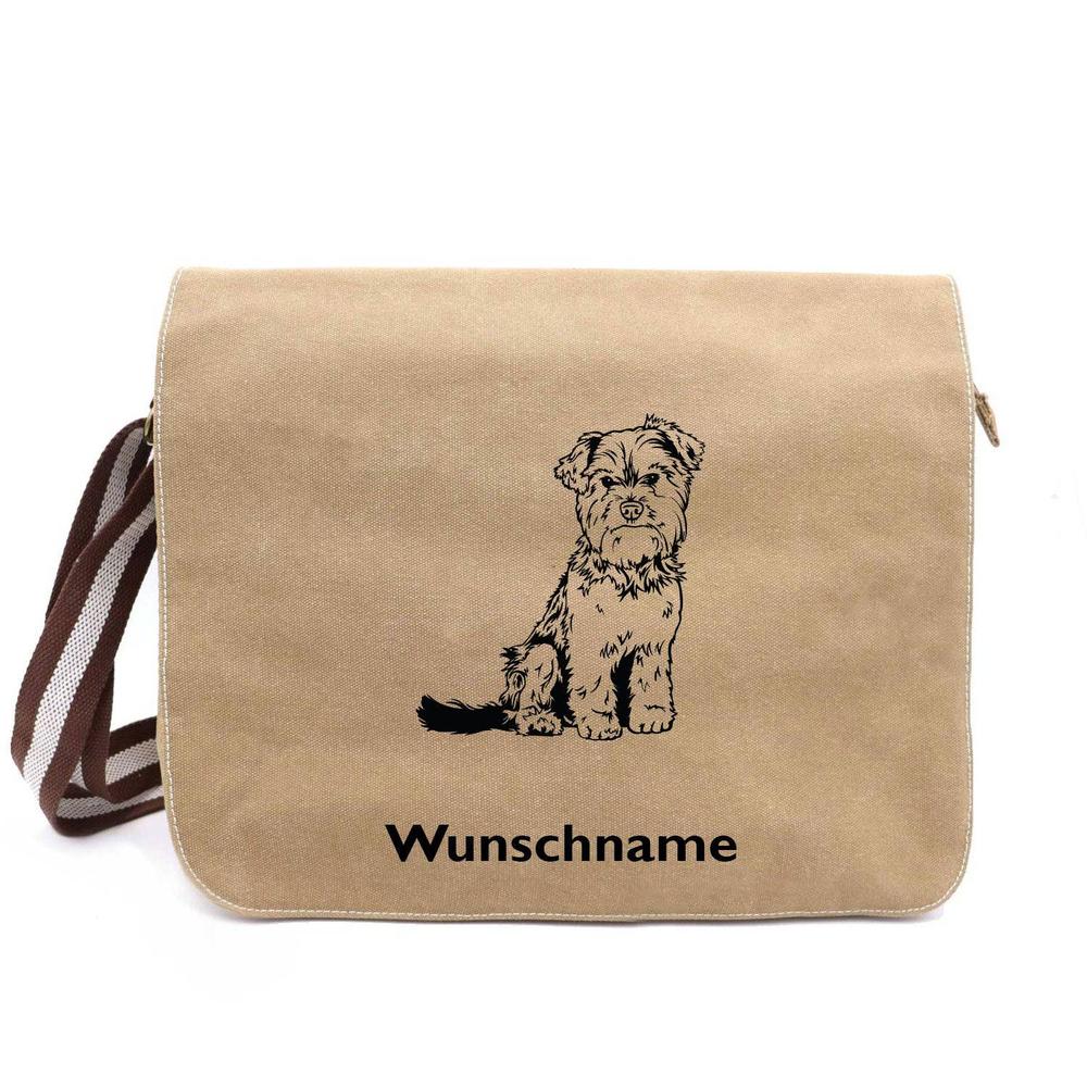Yorkshire Terrier 1 - Canvas Schultertasche Messenger mit Namen - Tierisch tolle Geschenke