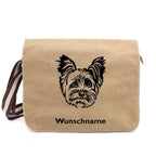 Yorkshire Terrier 2 - Canvas Schultertasche Messenger mit Namen - Tierisch tolle Geschenke